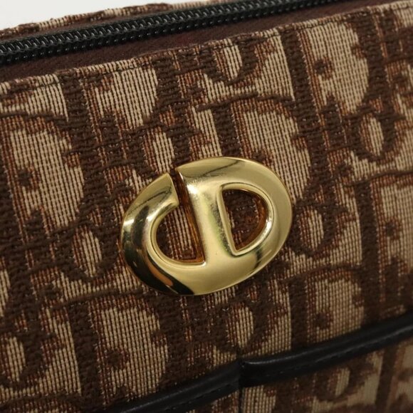 Christian Dior Trotter Canvas Shoulder Bag Gold Brown - Picture 12 of 15